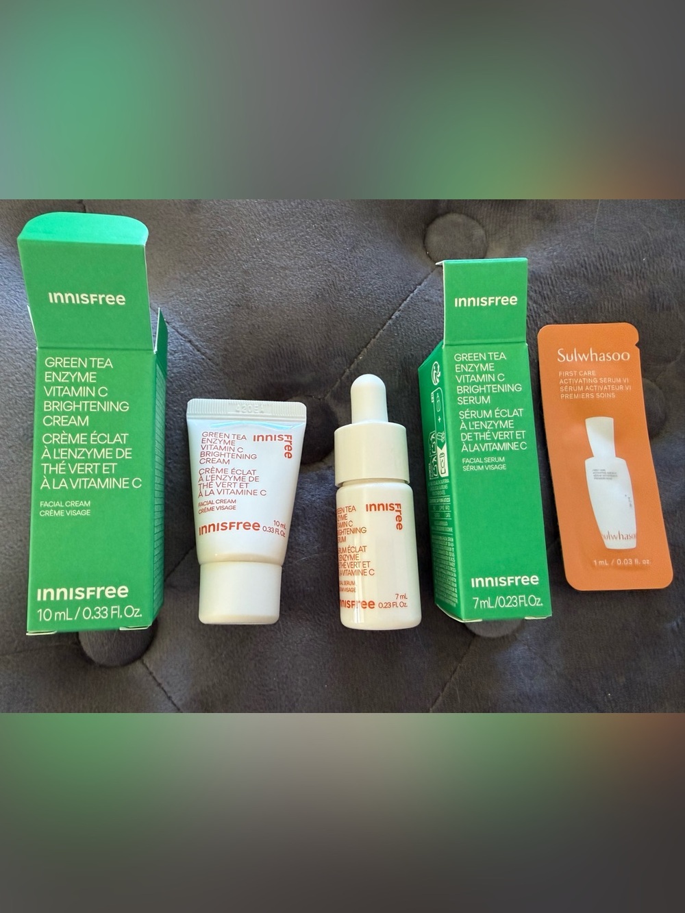 Korean Skincare Bundle Green Tea Enzyme Vitamin C Brightening Serum & Cream